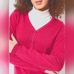 (M) 💥R Essentials💥 Hot Pink 💘3/4 Sleeve Button down Cardigan